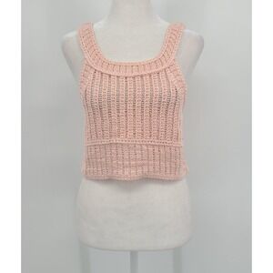 Y2K Crochet Crop Womens Tank Top S M Beach Resort Festival Concert Layering Boho